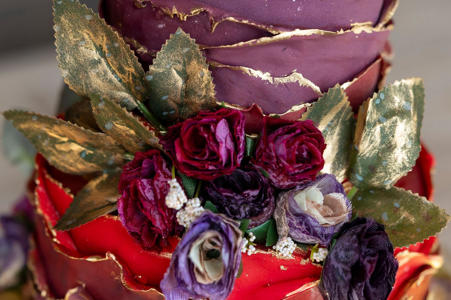 red, purple gold cake by Willow Tree Cottage Bakery at Garman Hill