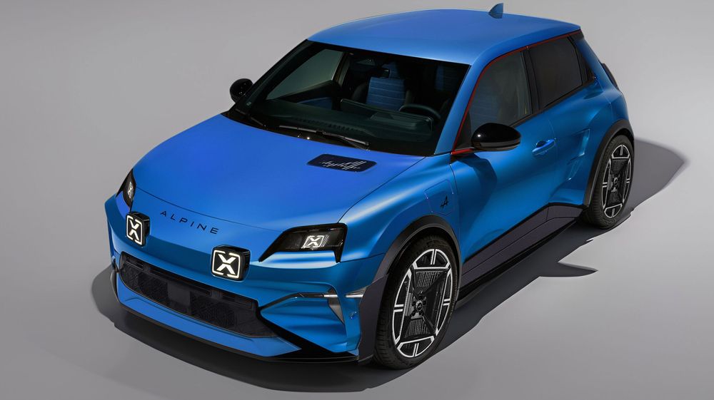 Bright blue Hyundai Ioniq 5 N electric performance car with sporty styling and black accents against white background.