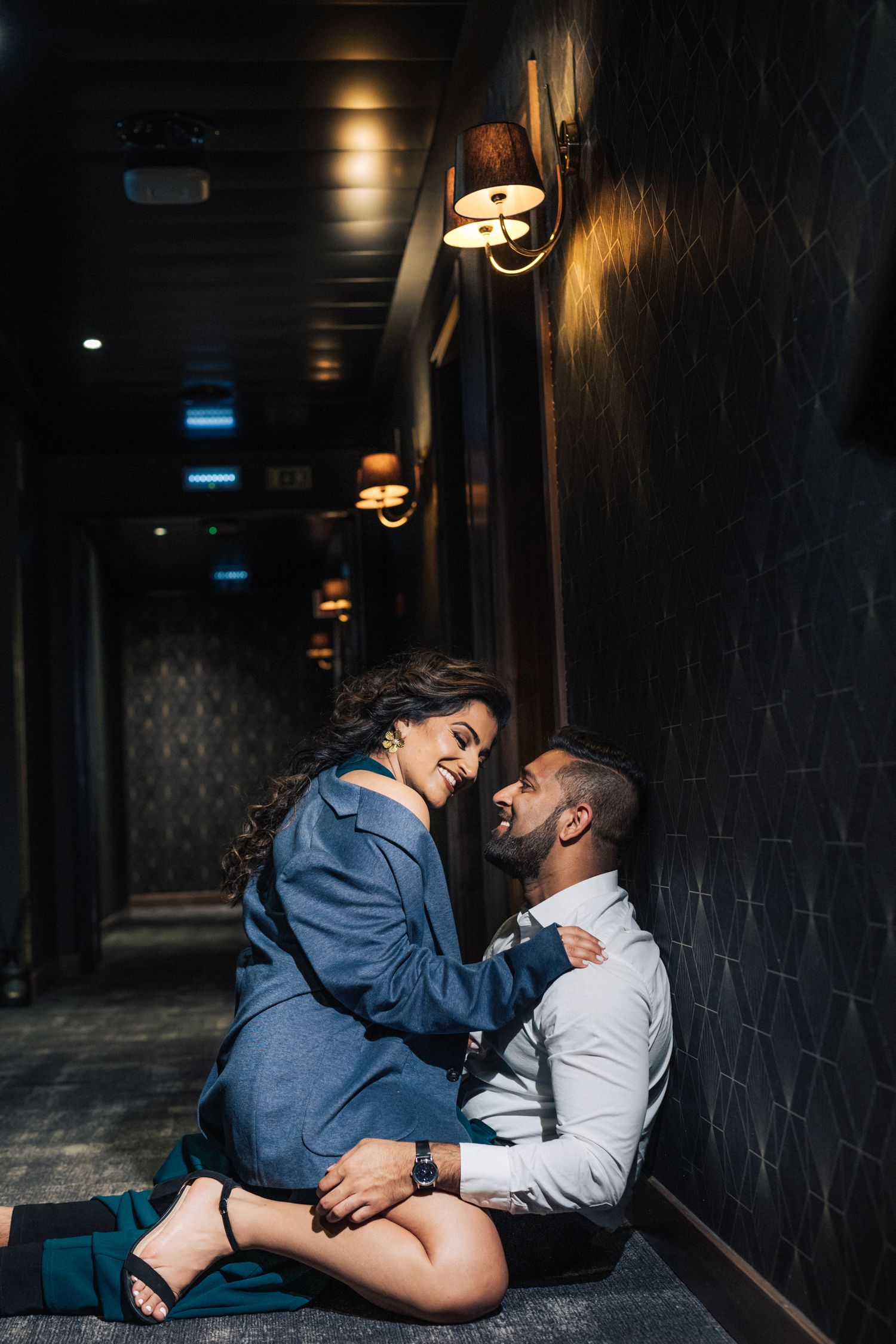 Portugal wedding photographer captures engagement photoshoot at Maxime Hotel Lisbon, with cinematic & editorial photo style