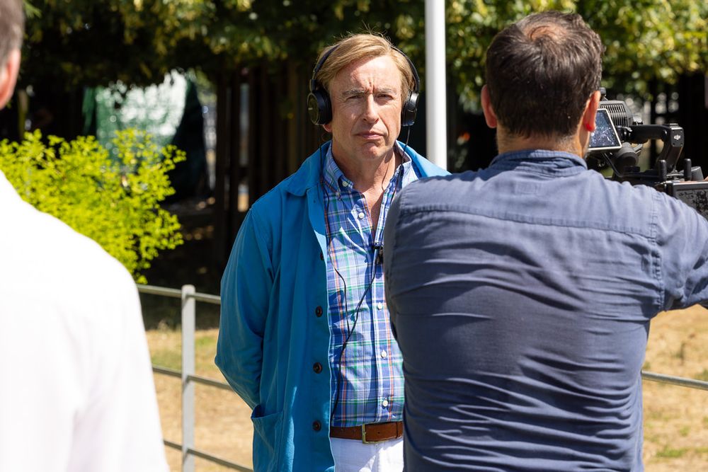 Alan Partridge filming content for his Audible podcast at RHS Hampton Court
