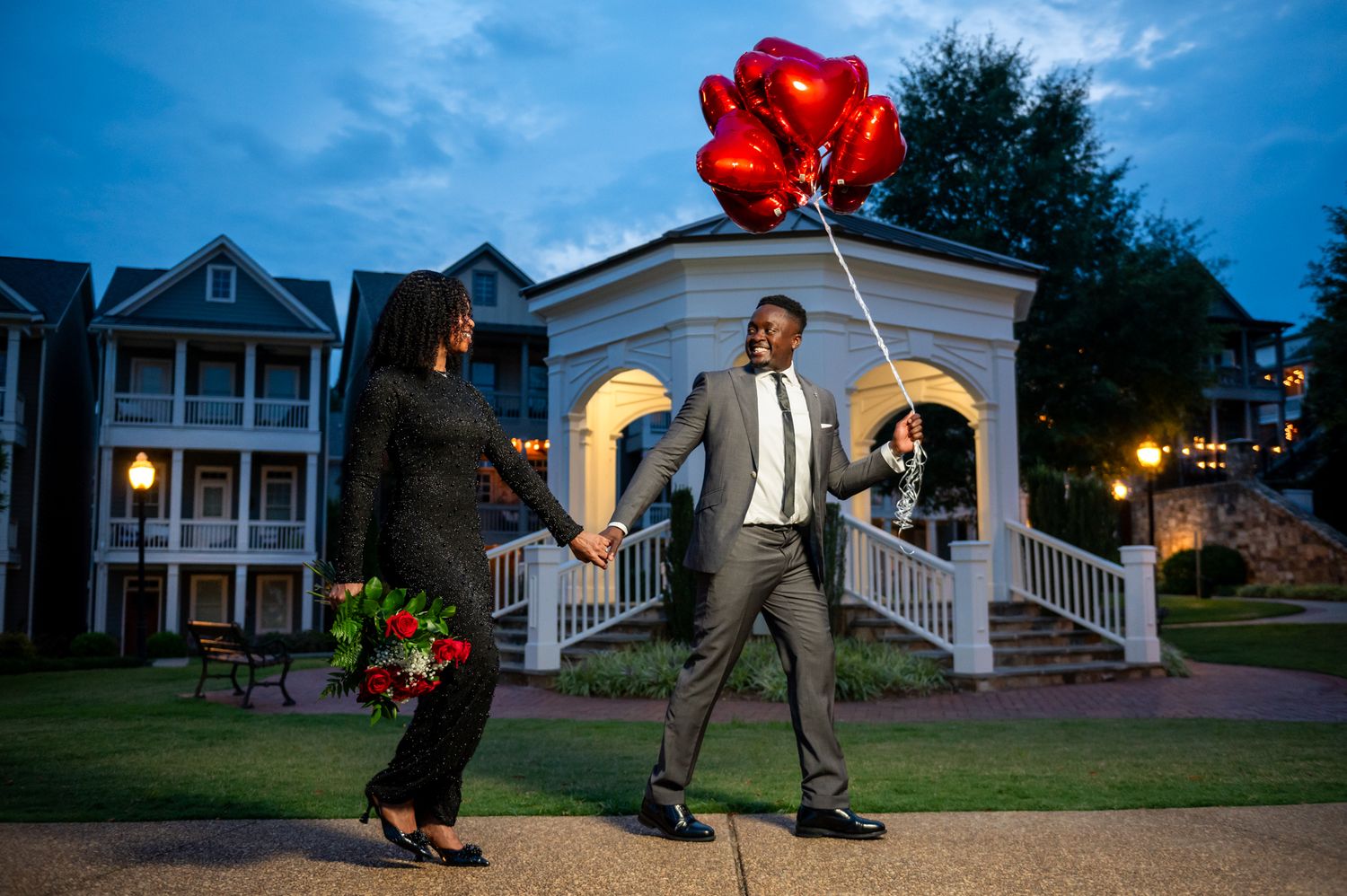 Wedding photographers in South Florida captured this beautiful couple during their blue hour engagement session.
