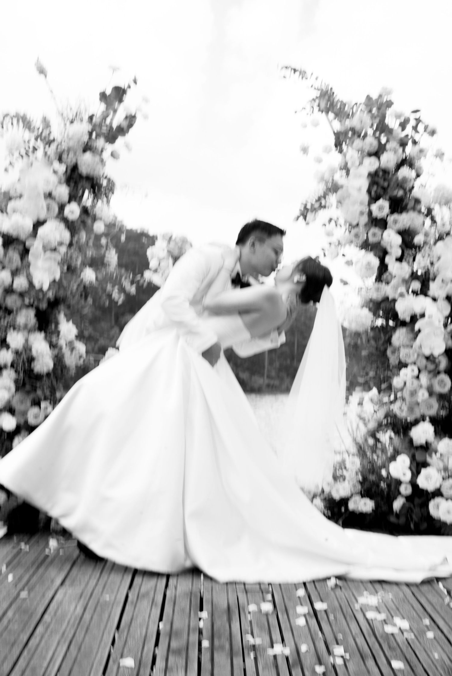 Close-up of couple holding hands during an intimate elopement ceremony in Vietnam