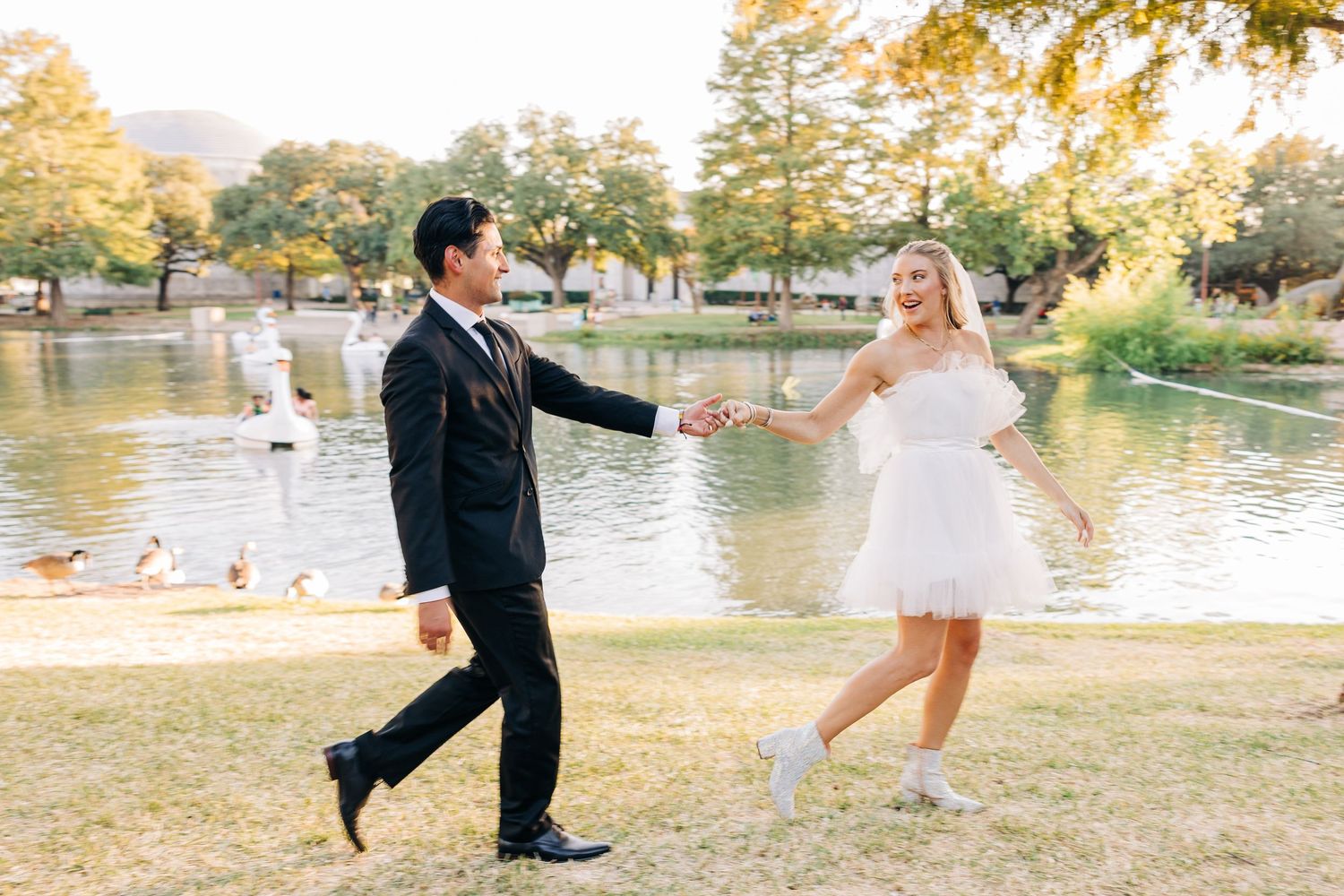 Fun and playful wedding portraits at the State Fair of Texas