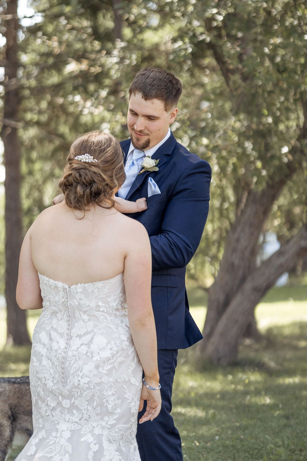 Bride and groom Pomquet Beach wedding photographer Antigonish Nova Scotia photographer first look with baby son summer wedding Atlantic CA