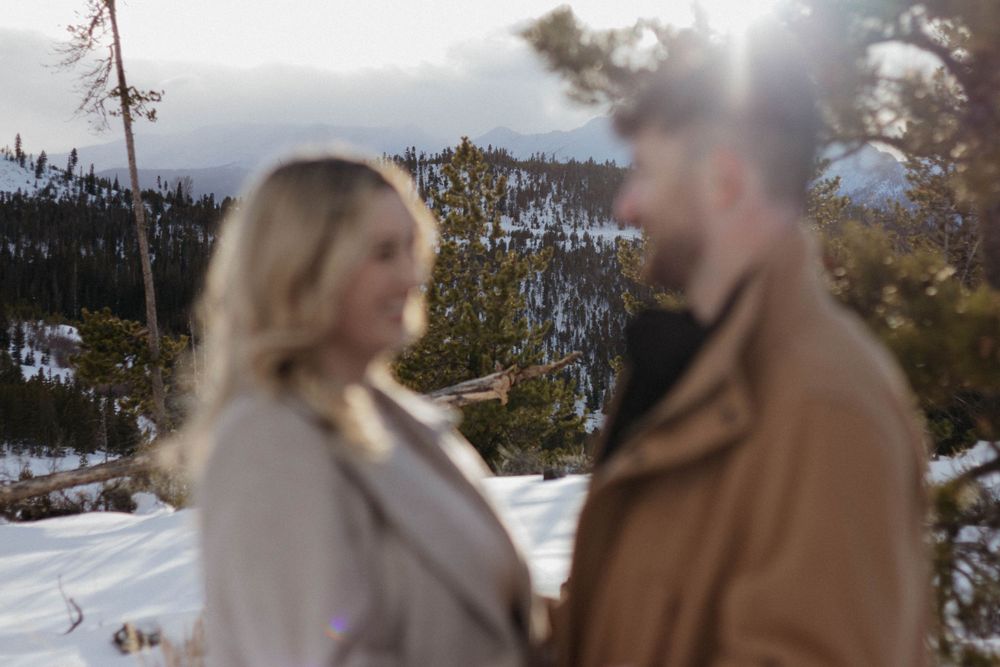 Engagement session in Breckenridge, Colorado. Mountains background engagement session, Colorado.