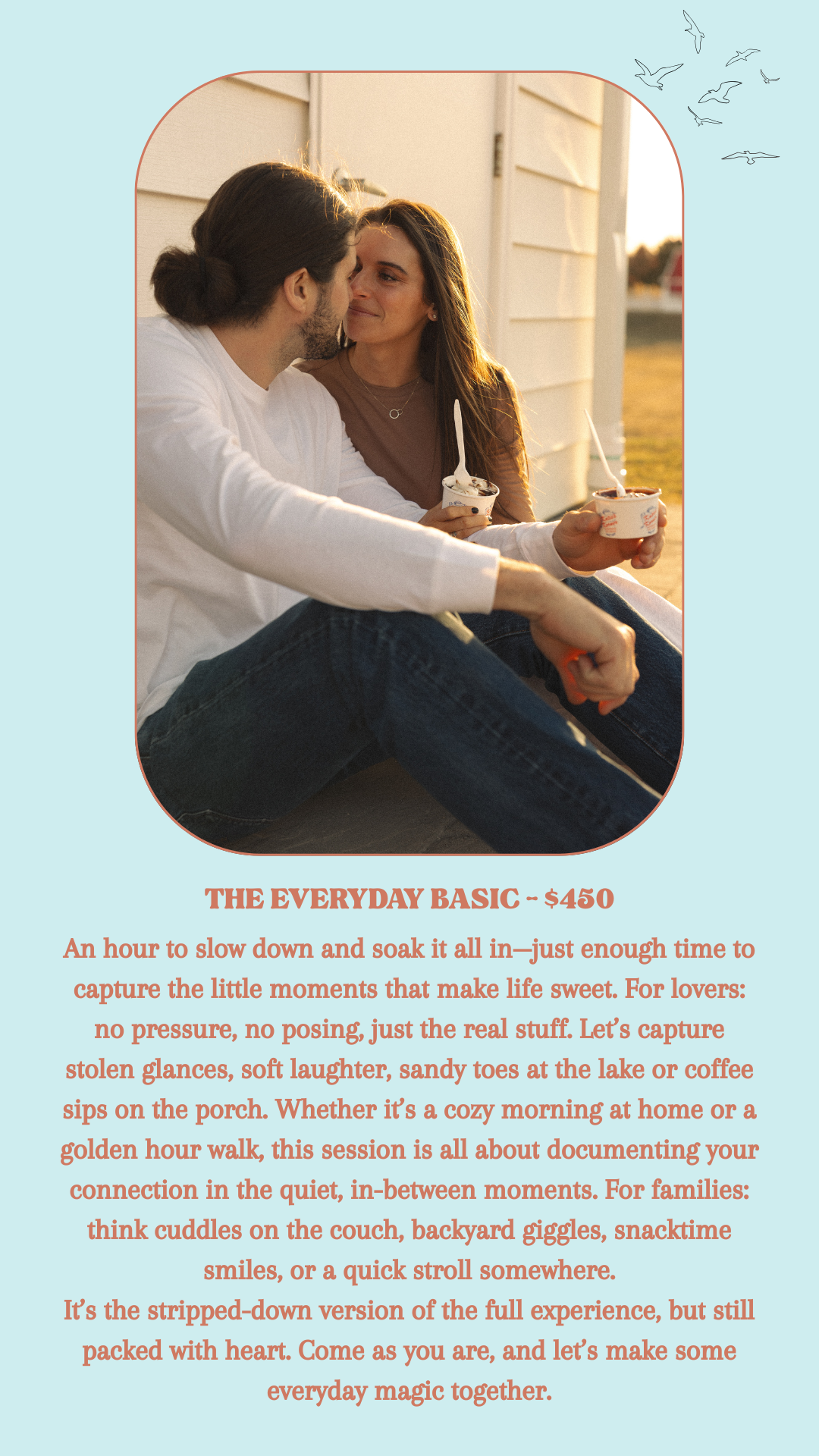 A couple shares an intimate moment on a porch at sunset while holding drinks in a warm golden atmosphere.