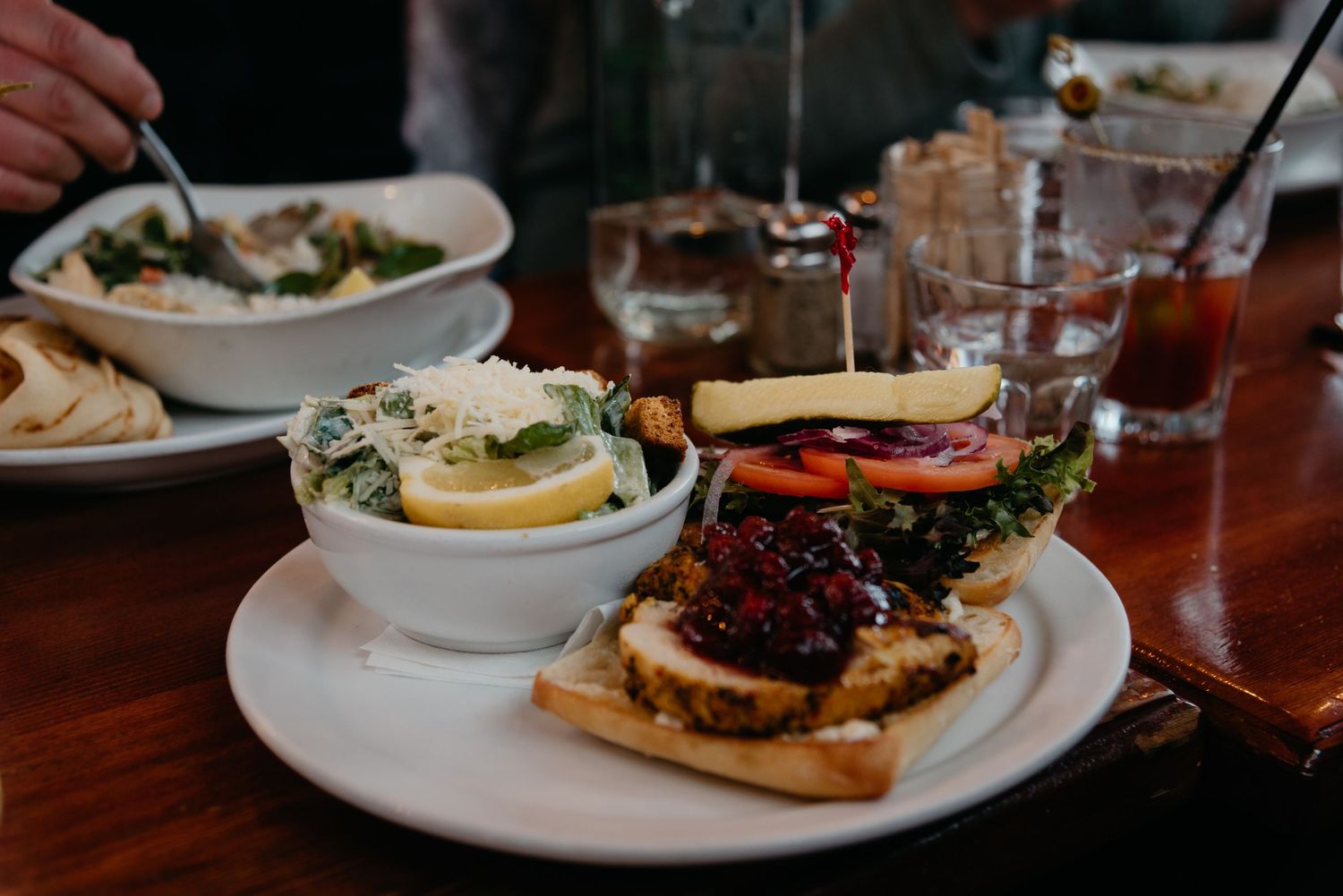Sandwich and salad meal at the Treehouse Cafe on Salt Spring Island