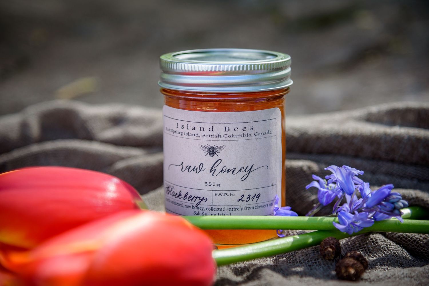 Island Bee natural raw honey with flowers