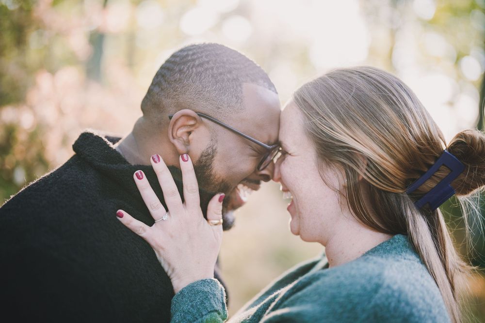 Malik and Sydney's engagement at Brighton Dam Azalea Garden in Brookeville, MD.