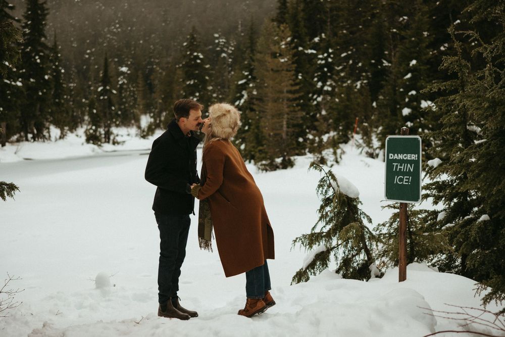 Playful couples photo session in the snow, Cypress Mountain Provincial Park, West Vancouver, BC