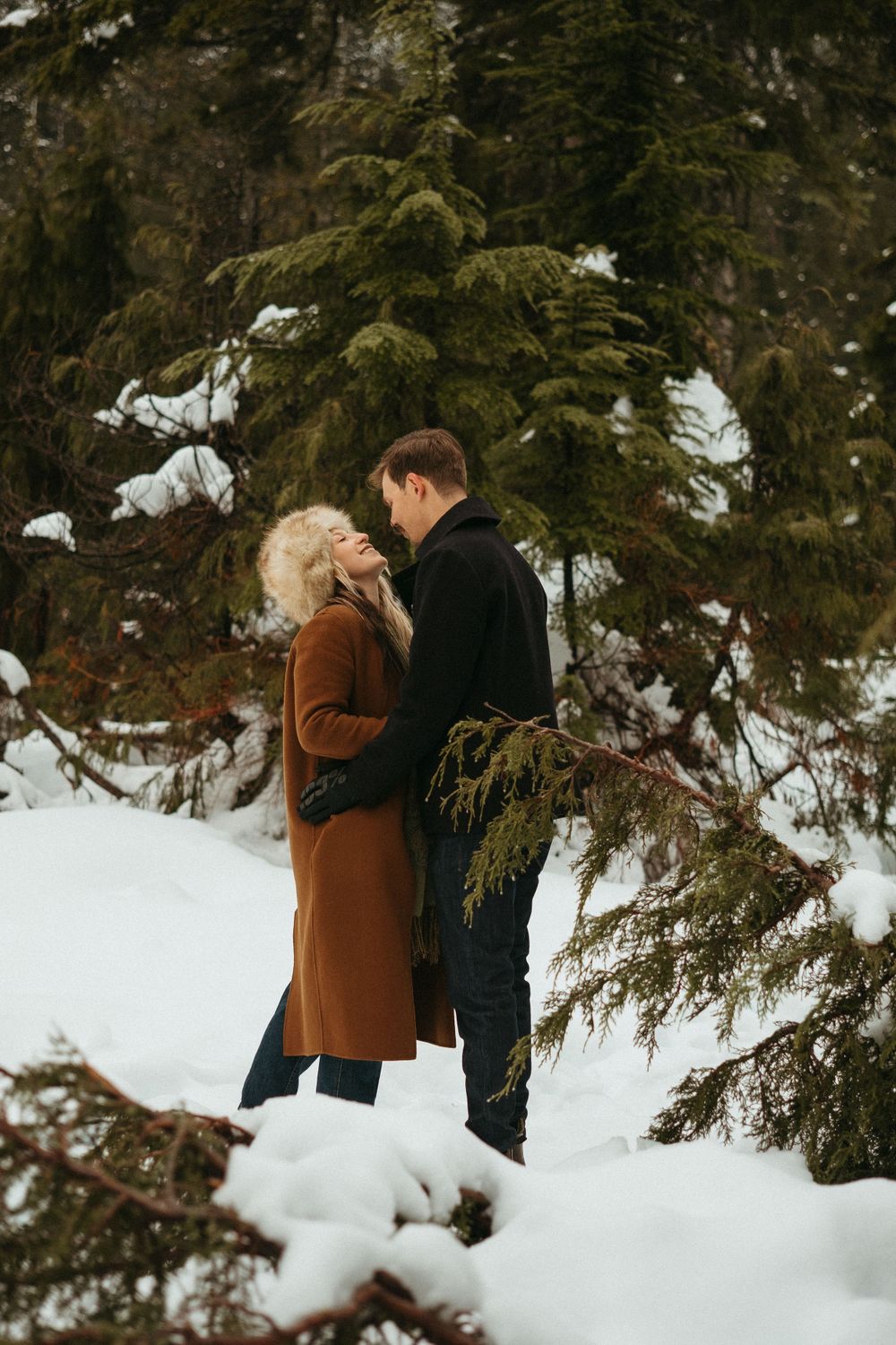 Playful couples photo session in the snow, Cypress Mountain Provincial Park, West Vancouver, BC