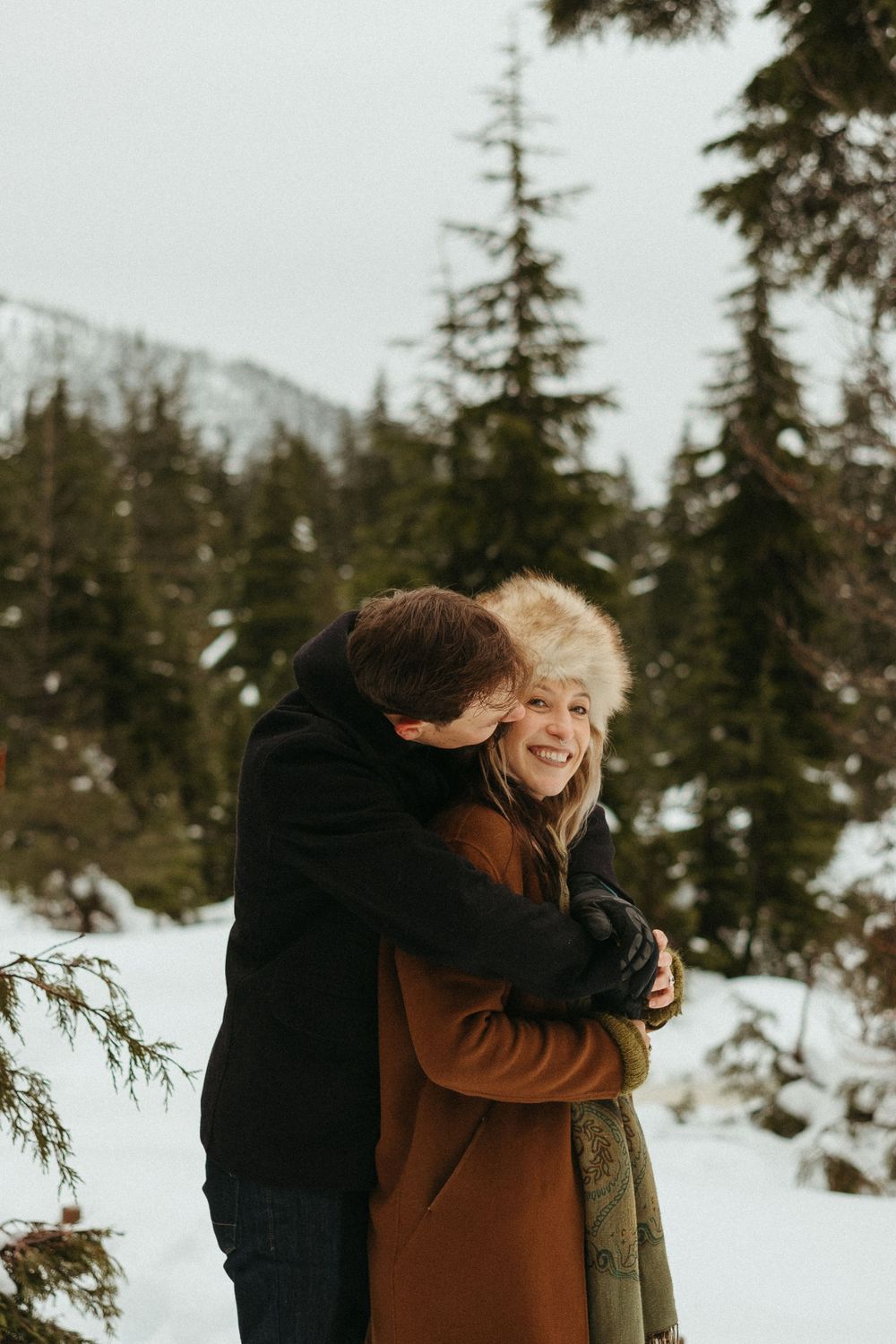 Playful couples photo session in the snow, Cypress Mountain Provincial Park, West Vancouver, BC