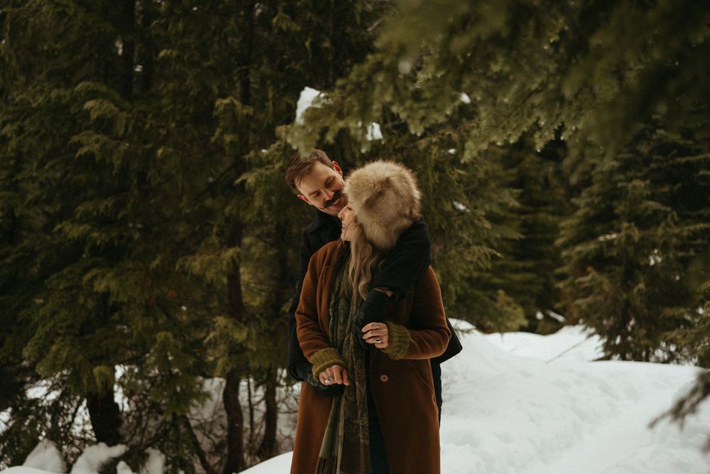 Playful couples photo session in the snow, Cypress Mountain Provincial Park, West Vancouver, BC