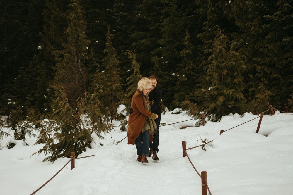 Playful couples photo session in the snow, Cypress Mountain Provincial Park, West Vancouver, BC