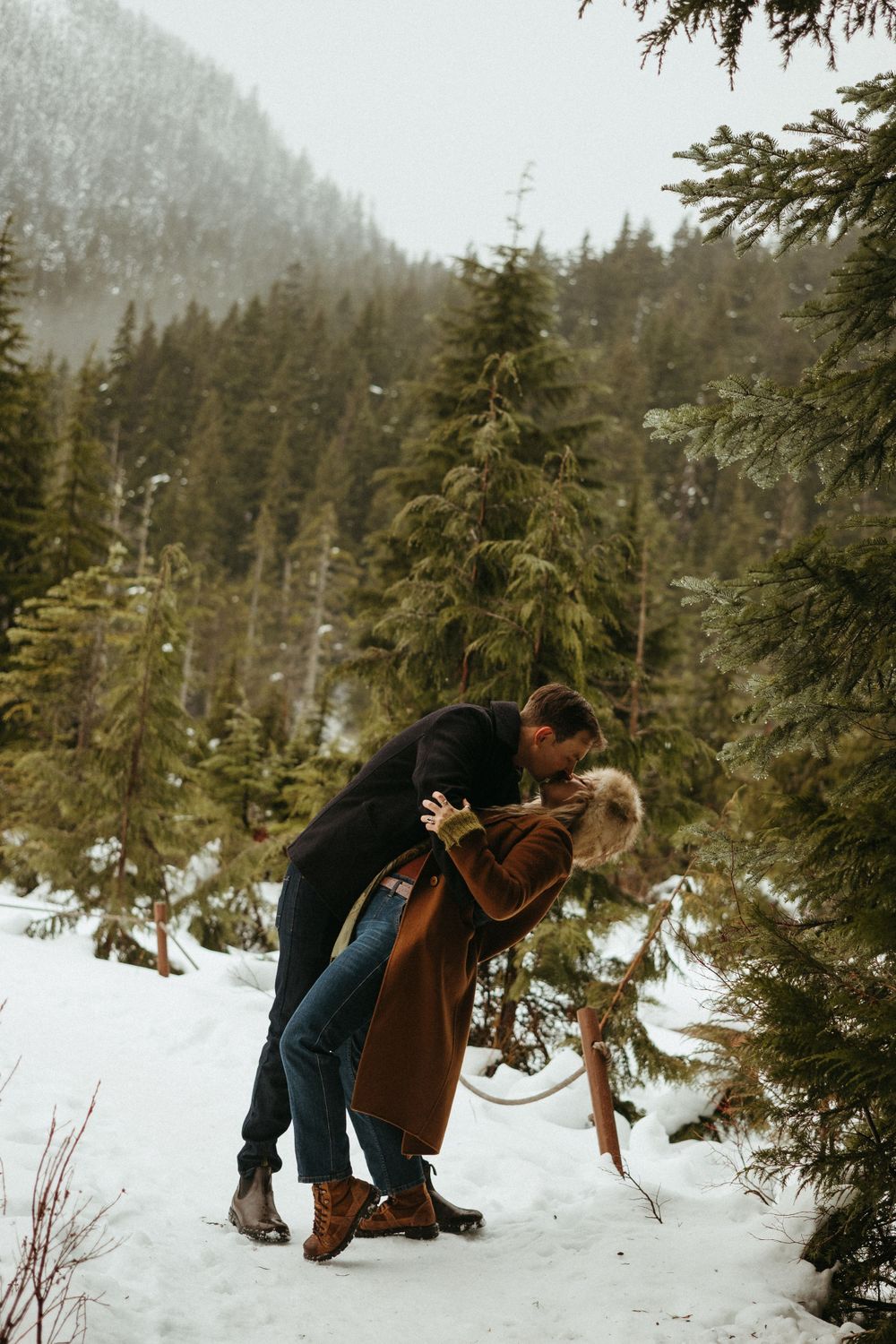 Playful couples photo session in the snow, Cypress Mountain Provincial Park, West Vancouver, BC