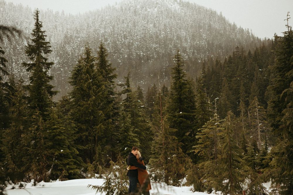 Playful couples photo session in the snow, Cypress Mountain Provincial Park, West Vancouver, BC