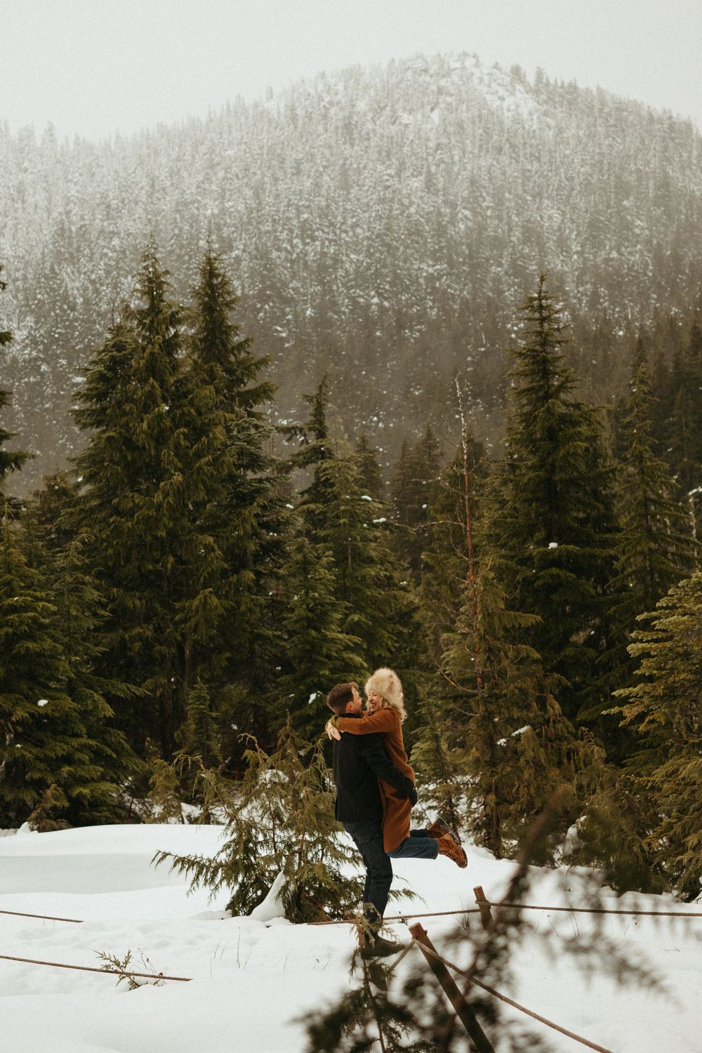 Playful couples photo session in the snow, Cypress Mountain Provincial Park, West Vancouver, BC