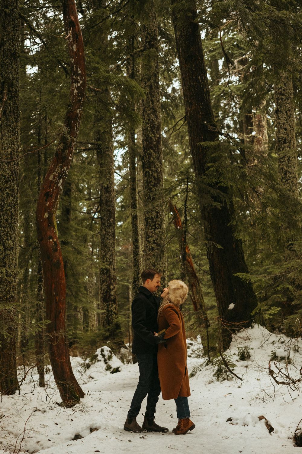 Playful couples photo session in the snow, Cypress Mountain Provincial Park, West Vancouver, BC