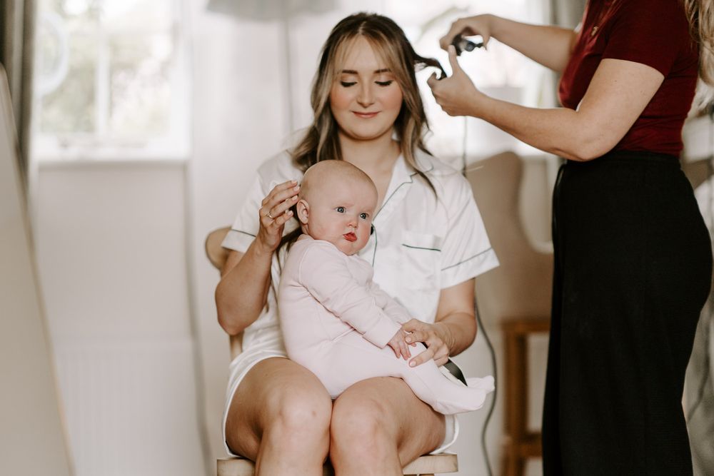bride and her baby