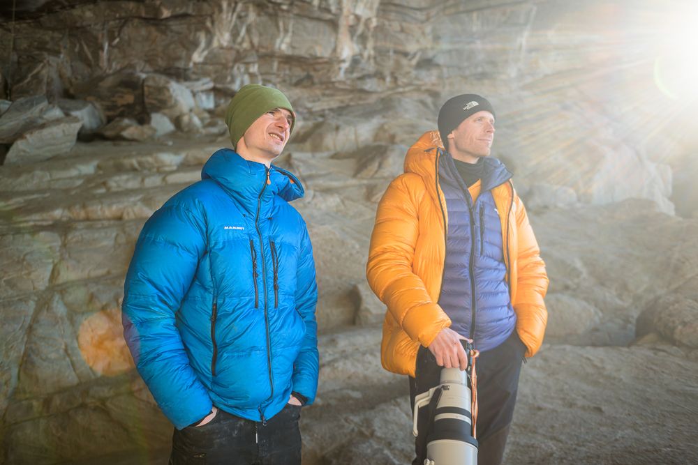 Jan Virt photographer, filmmaker with Adam Ondra in Flatanger, Norway.