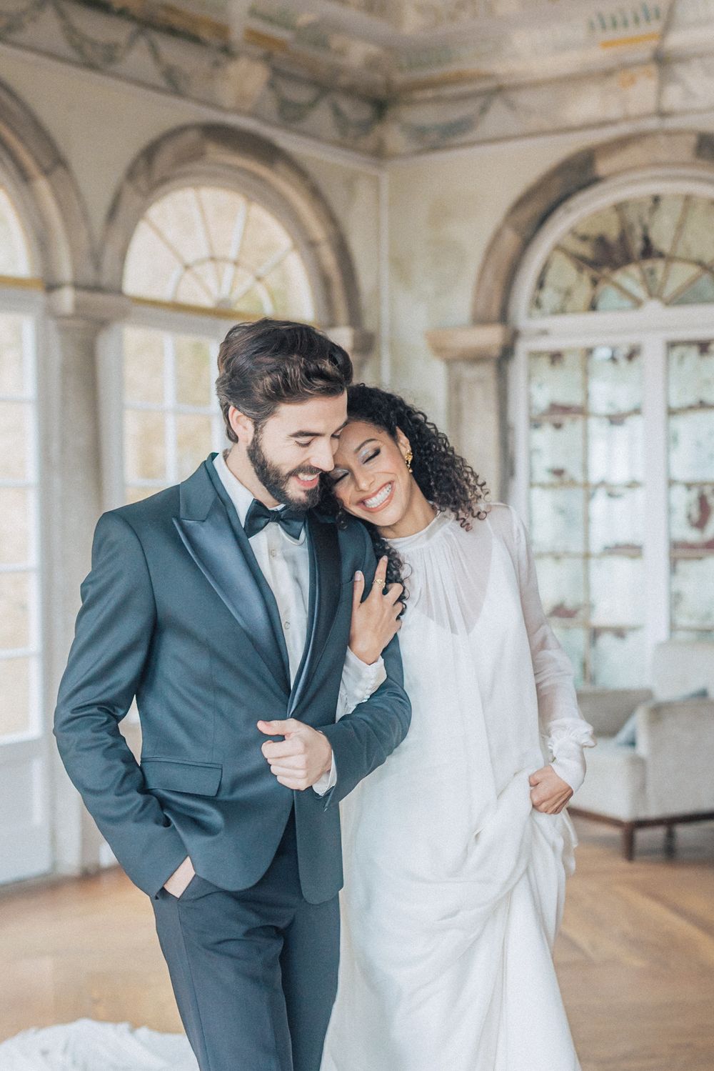 Bride & groom at Casa dos Penedos, Sintra, Portugal. A timeless moment captured by a Portugal wedding photographer.