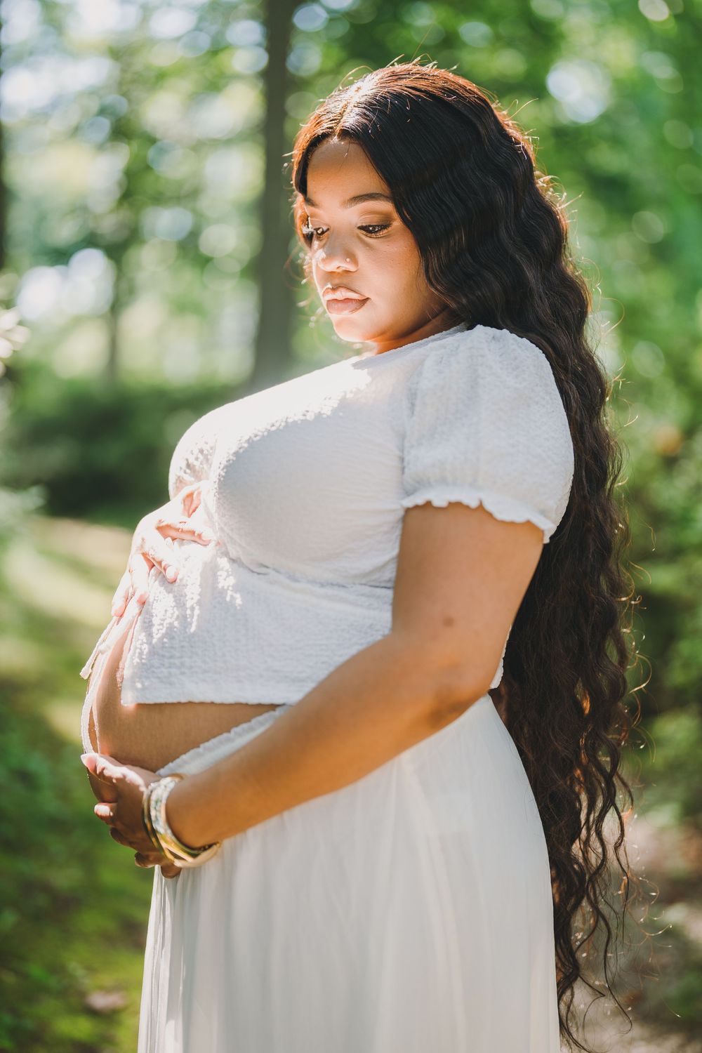 Ashley's maternity session in Brighton Dam Azalea Garden in Olney, MD.