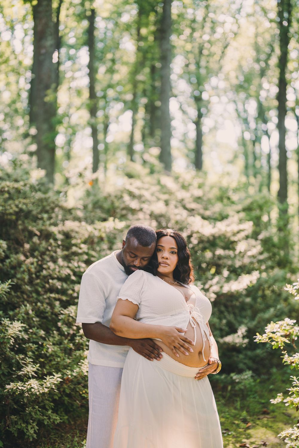 Ashley's maternity session in Brighton Dam Azalea Garden in Olney, MD.