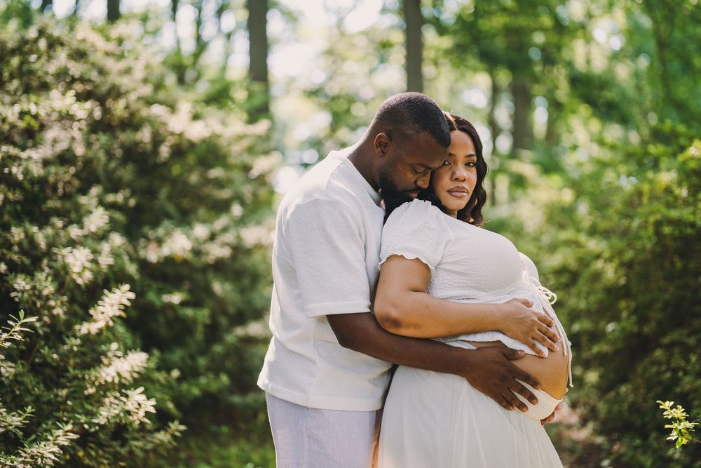 Ashley's maternity session in Brighton Dam Azalea Garden in Olney, MD.