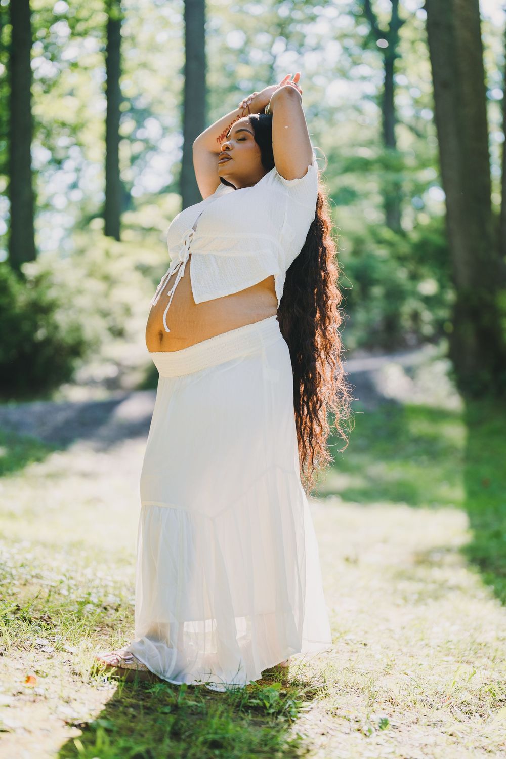 Ashley's maternity session in Brighton Dam Azalea Garden in Olney, MD.