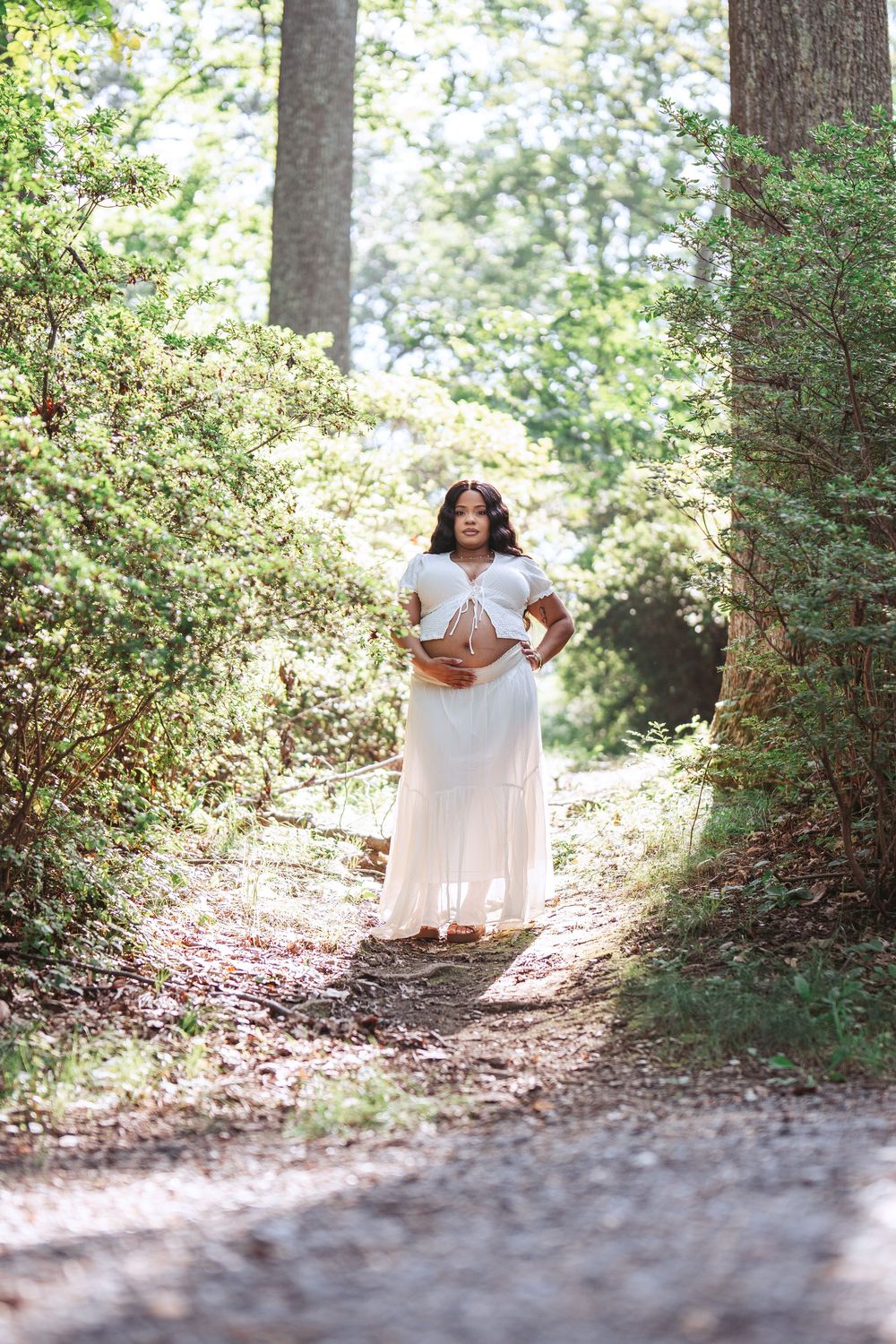 Ashley's maternity session in Brighton Dam Azalea Garden in Olney, MD.