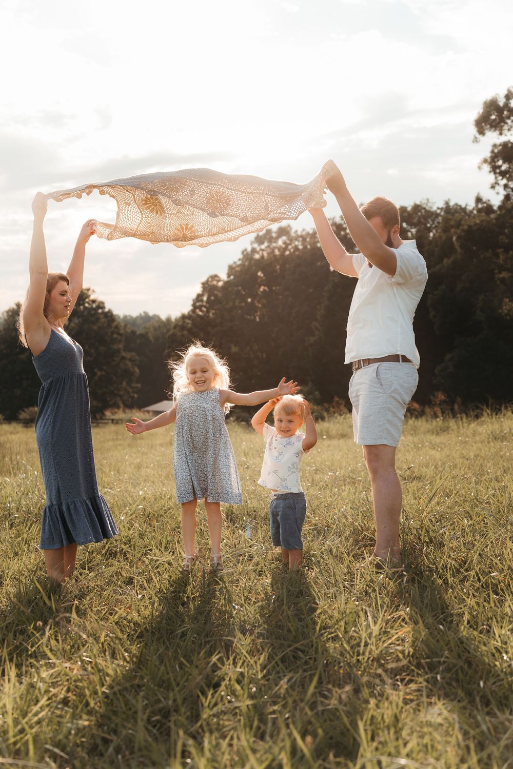 golden hour light hearted playful family session filled with love
