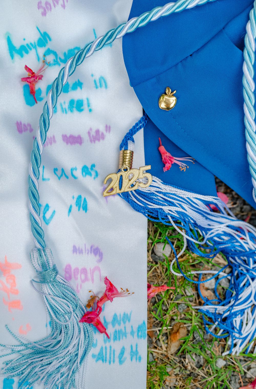 details shot of cap and gown