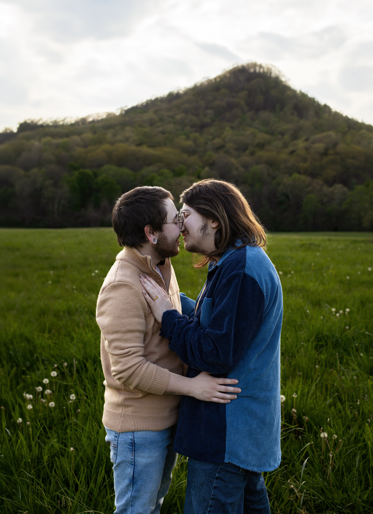 LGBTQ engagement photo shoot with natural mountain backdrop in Kentucky
