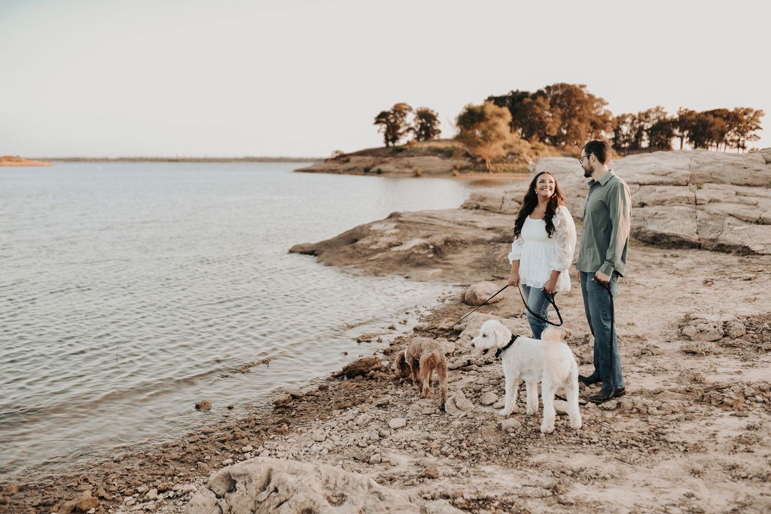 he just proposed and they're excited for their engagement photos with their fur babies