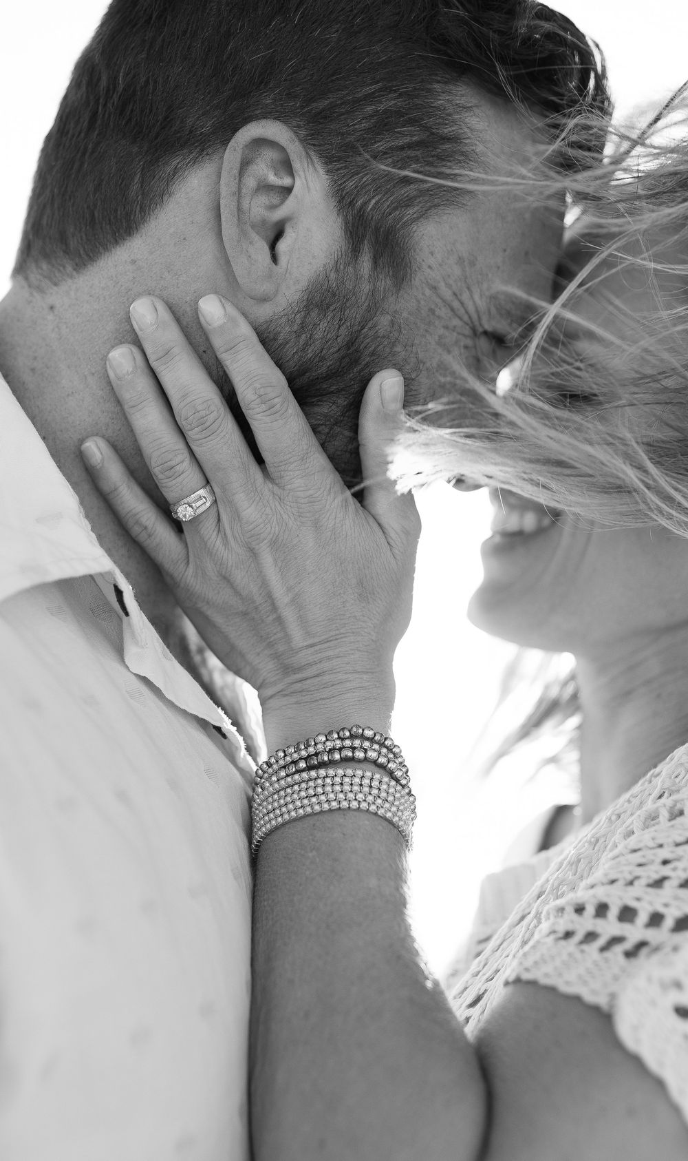 Close-up of emotional reaction during surprise proposal