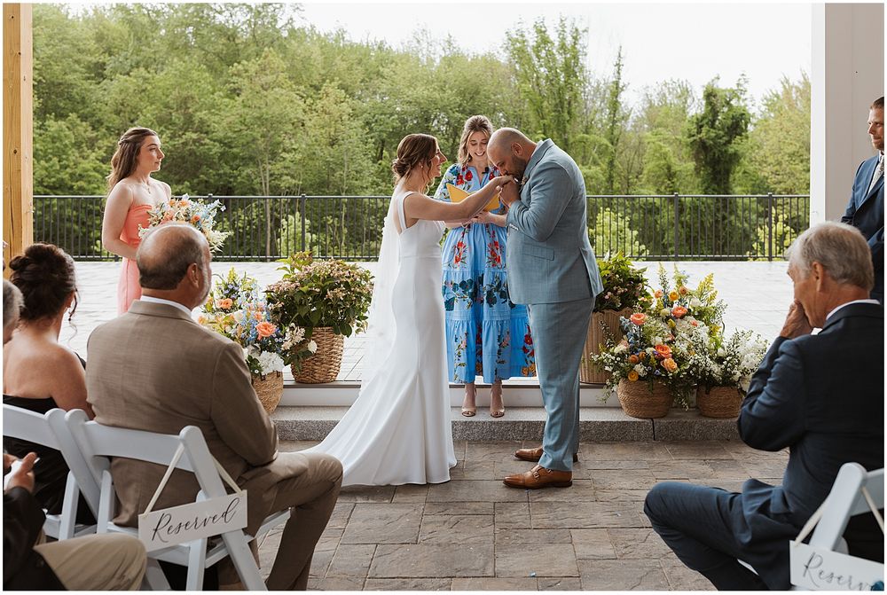 An outdoor wedding ceremony at Hyla Brook Estate in NH
