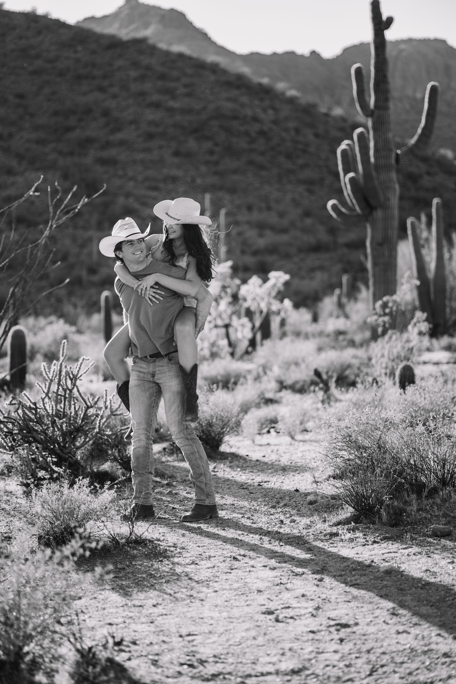 Black and white engagement session photo