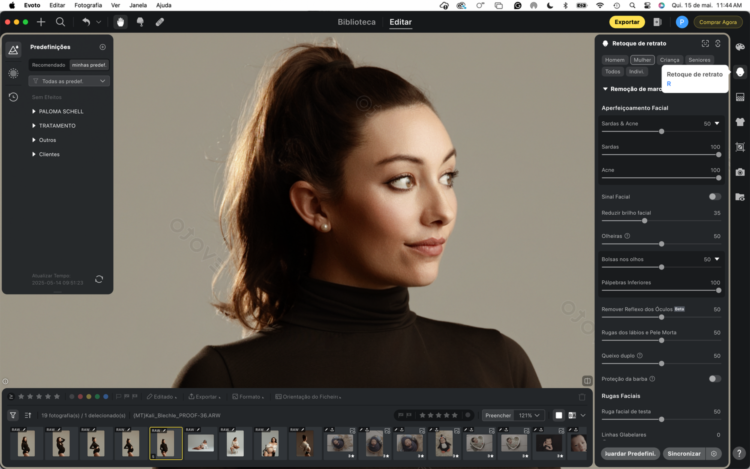 Portrait of a person in a black turtleneck sweater shown in an image editing software interface.