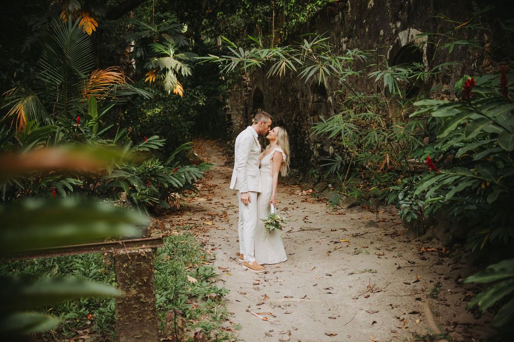 St Lucia Destination wedding near Jade Mountain, Mamin beach in Saint Lucia with a forest, jungle feel