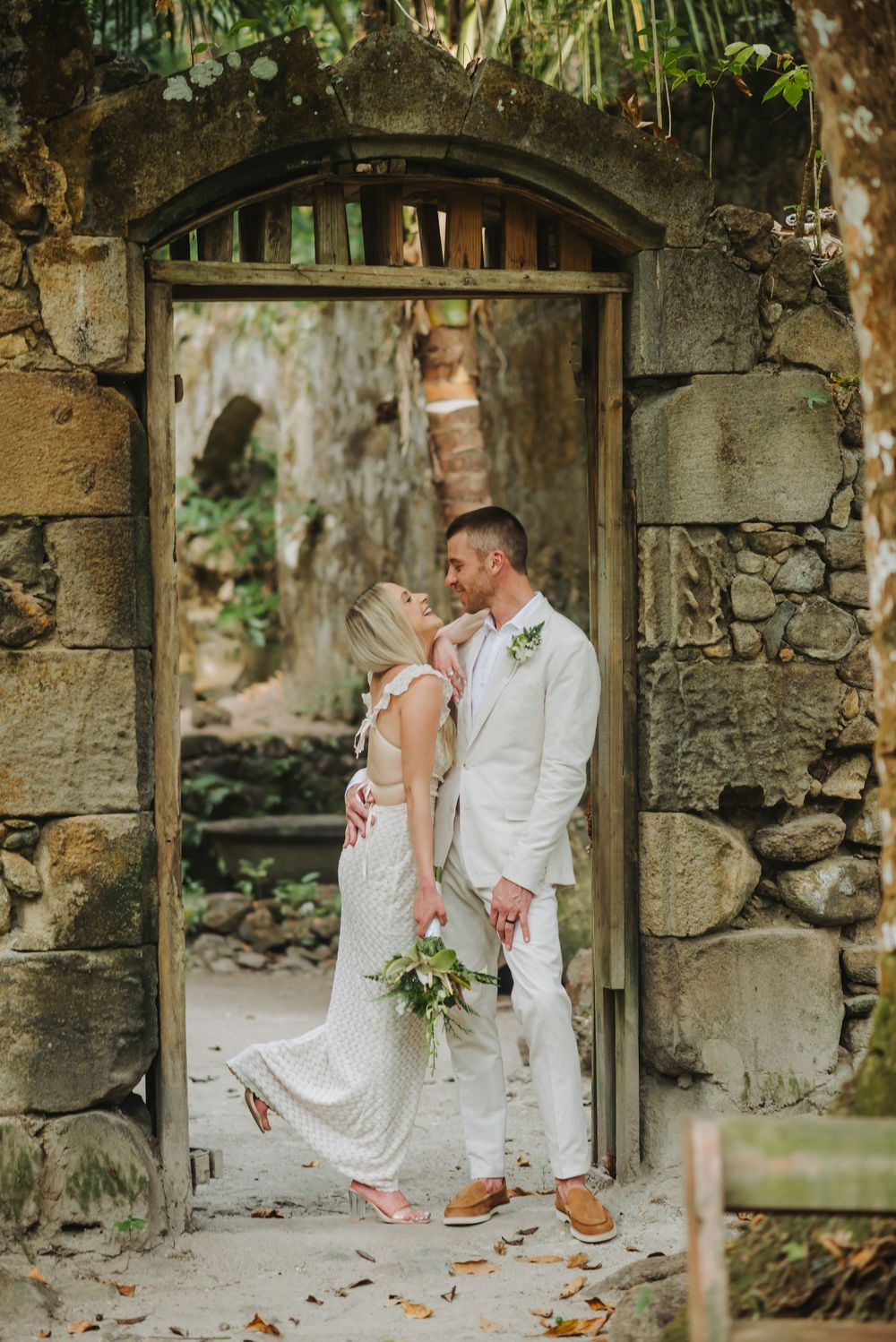 St Lucia Destination wedding near Jade Mountain, Mamin beach in Saint Lucia with a forest, jungle feel