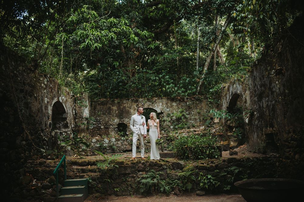 St Lucia Destination wedding near Jade Mountain, Mamin beach in Saint Lucia with a forest, jungle feel