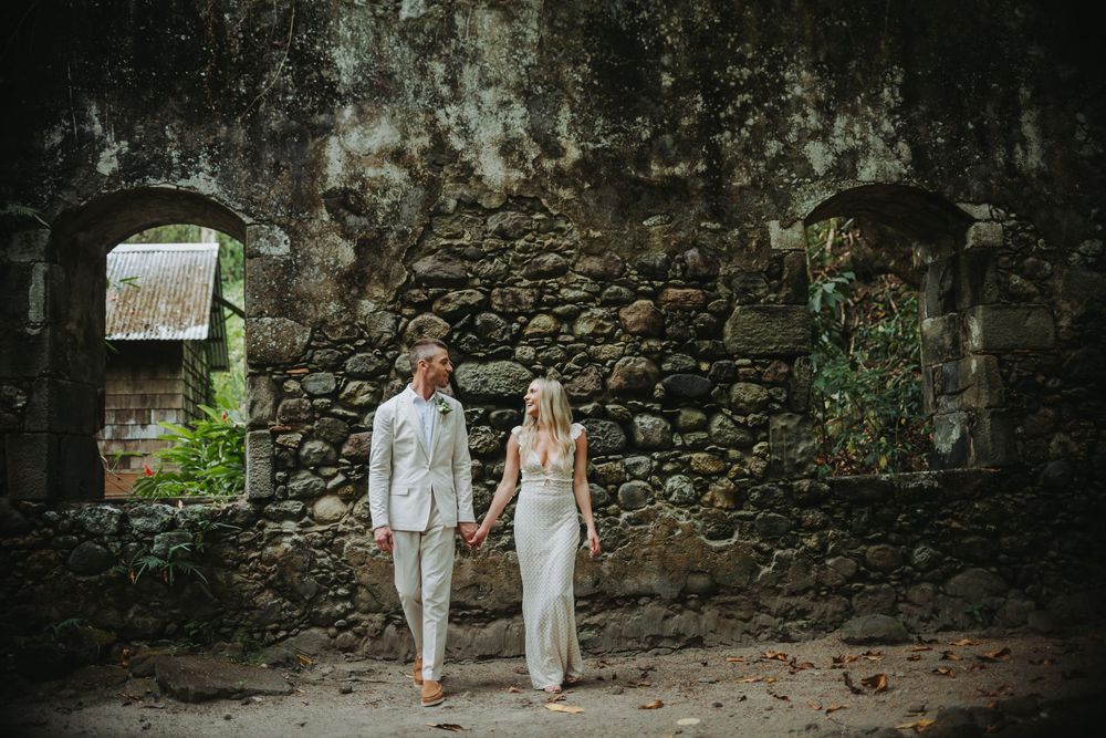 St Lucia Destination wedding near Jade Mountain, Mamin beach in Saint Lucia with a forest, jungle feel