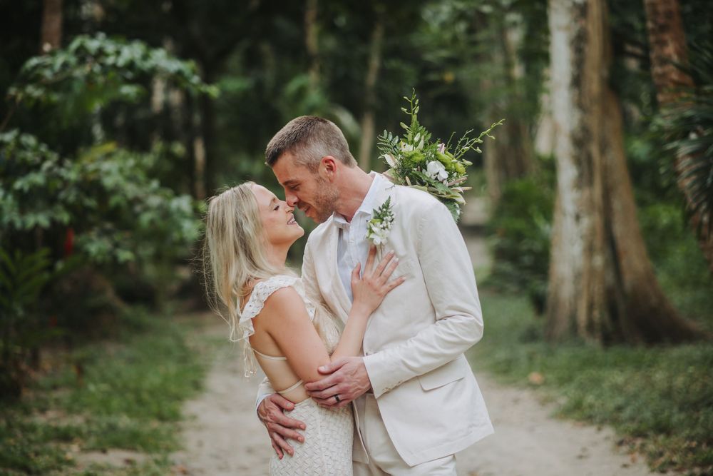 St Lucia Destination wedding near Jade Mountain, Mamin beach in Saint Lucia with a forest, jungle feel