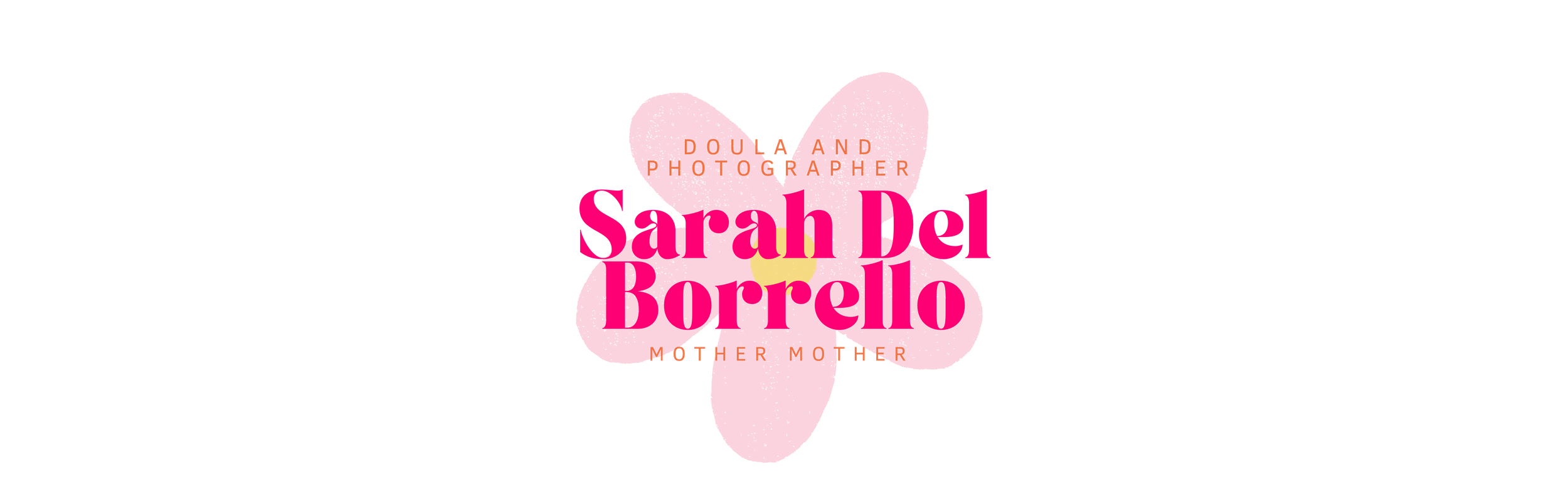 Pink butterfly shaped logo with business name on black background.