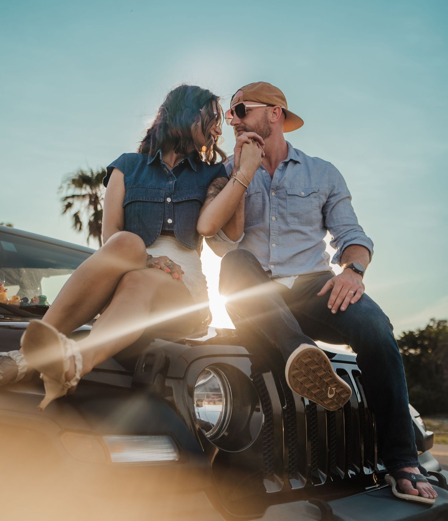 Clearwater Beach Couples Lifestyle Cinematic Photographer Vintage Jeep