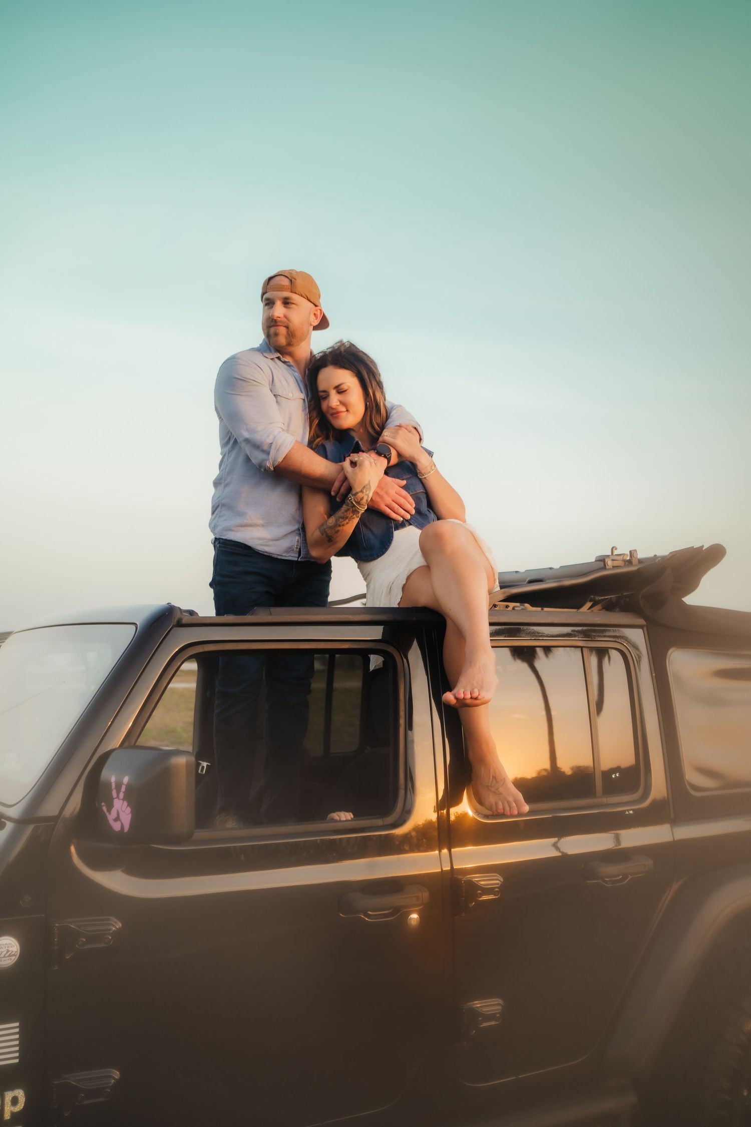Clearwater Beach Couples Lifestyle Cinematic Photographer Vintage Jeep