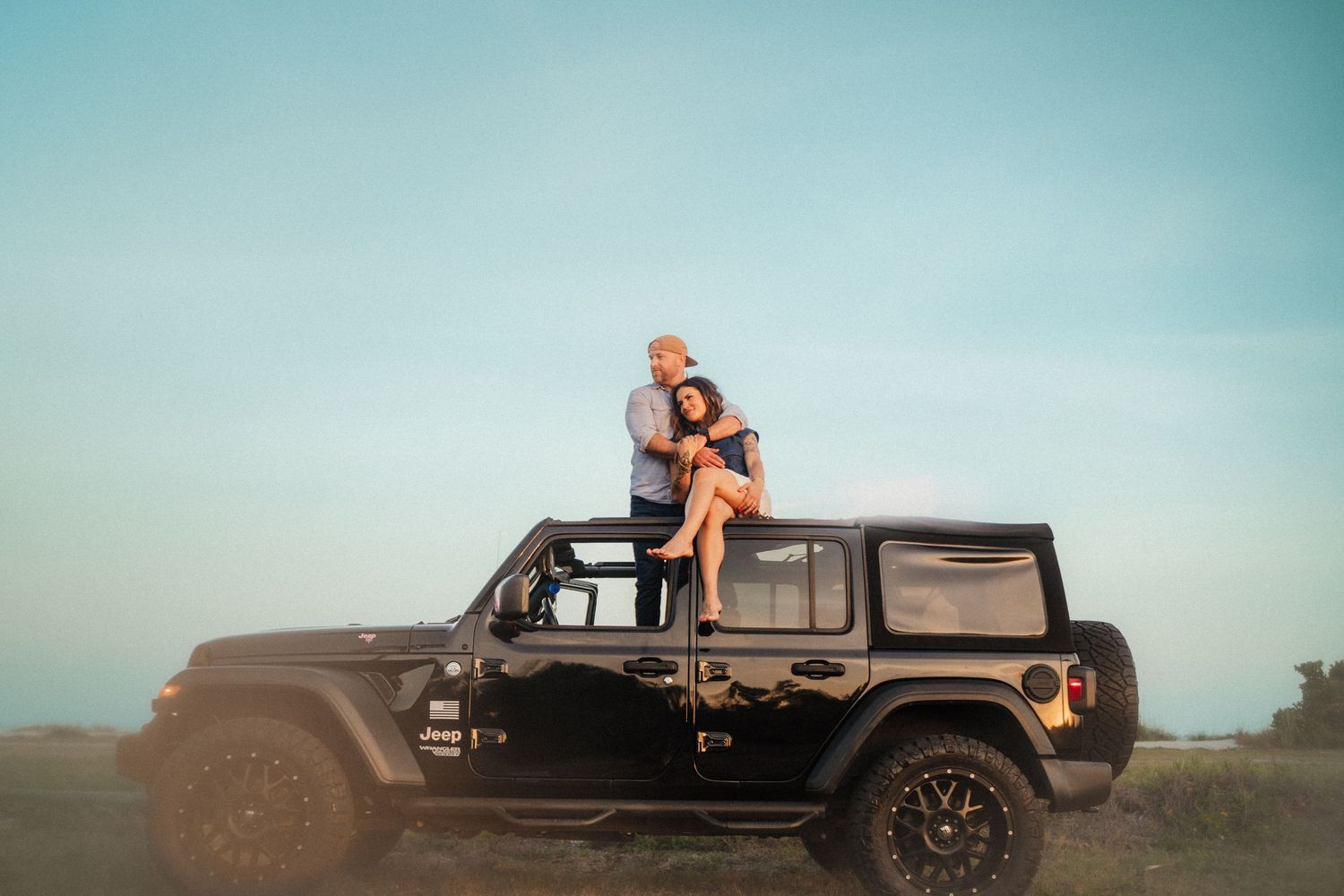 Clearwater Beach Couples Lifestyle Cinematic Photographer Vintage Jeep