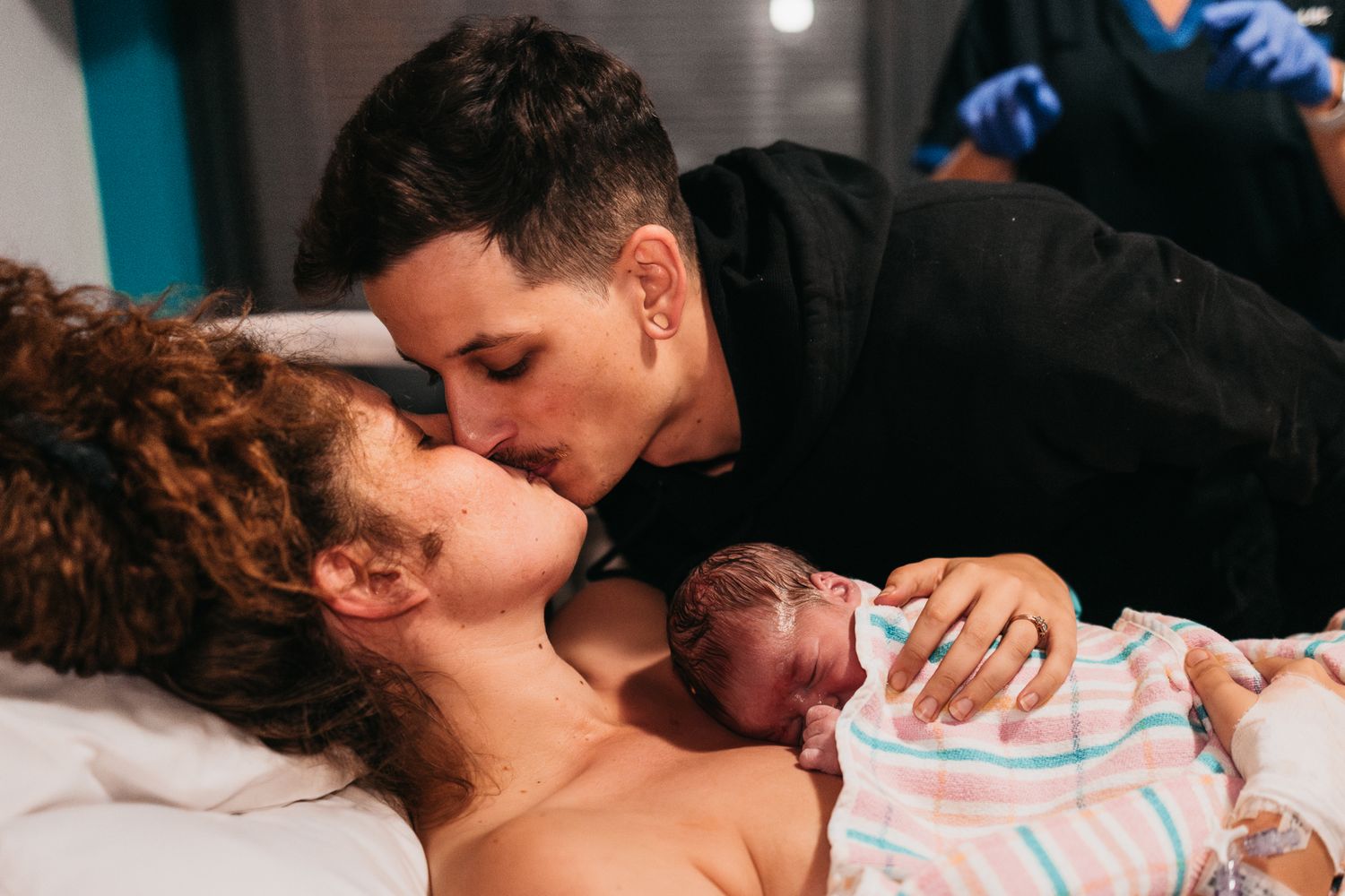 Brisbane Mater Mothers Hospital Birth Natural Fathers First Look at His Son Birth Photography