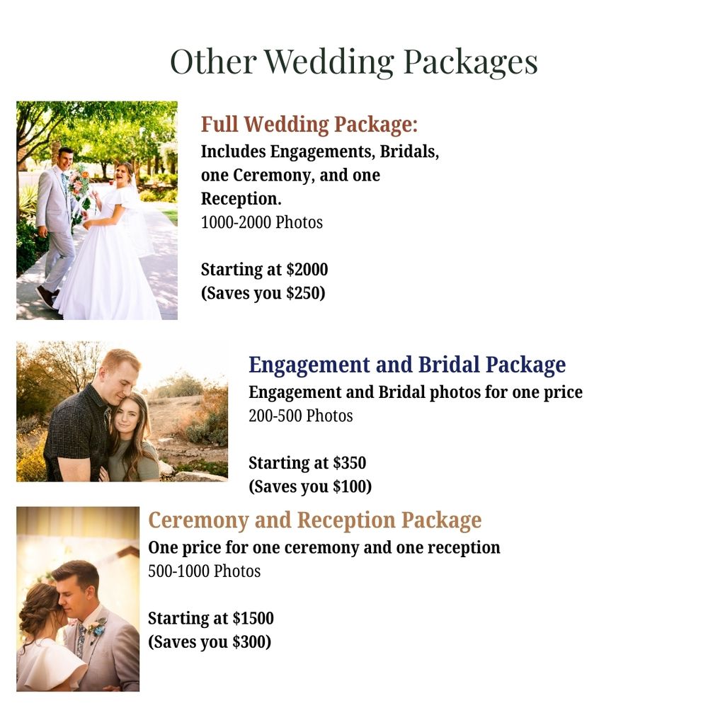 Wedding, Party, and Advertising pricing
