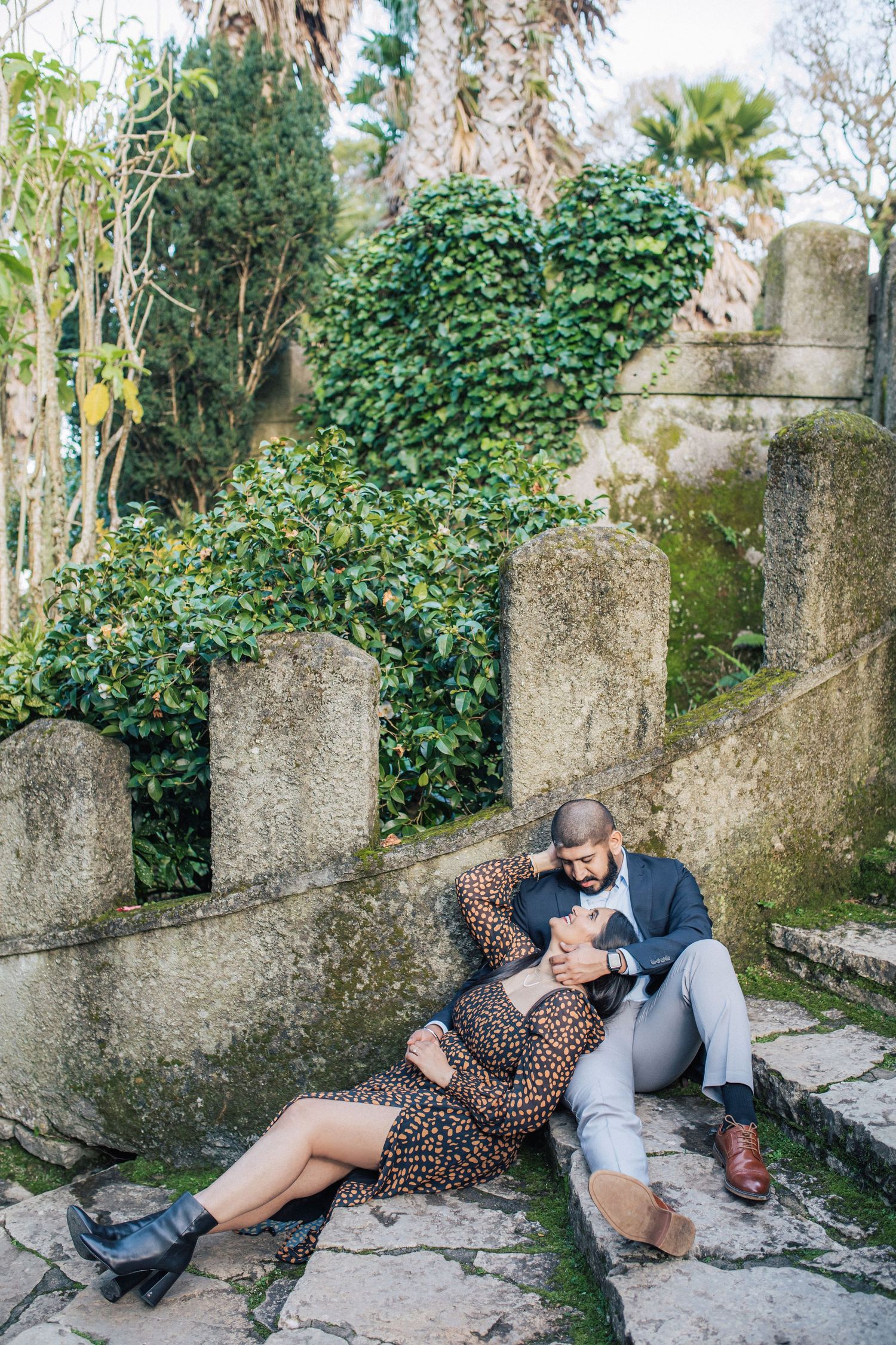 Romantic engagement photoshoot at villa sasseti in the historic Sintra village center during a Destination Wedding in Portugal